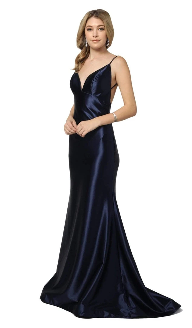 Nox Anabel - C227 Plunging V-neck Trumpet Dress With Open Back 8 Nox Anabel - C227 Plunging V-neck Trumpet Dress With Open Back