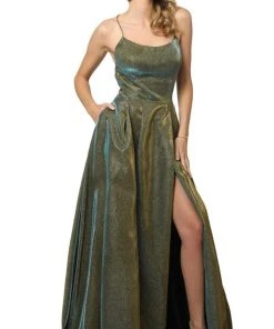 Nox Anabel - C241 Metallic Crisscross Open Back A-Line Gown 13 Nox Anabel - C241 Metallic Crisscross Open Back A-Line Gown