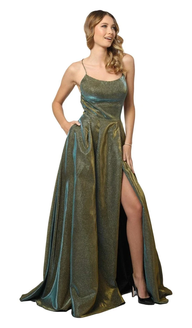 Nox Anabel - C241 Metallic Crisscross Open Back A-Line Gown 7 Nox Anabel - C241 Metallic Crisscross Open Back A-Line Gown