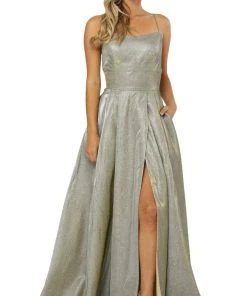 Nox Anabel - C241 Metallic Crisscross Open Back A-Line Gown 15 Nox Anabel - C241 Metallic Crisscross Open Back A-Line Gown