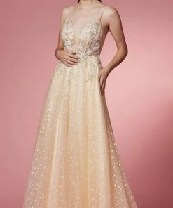 Nox Anabel E1002 - Sheer Embroidered Evening Gown