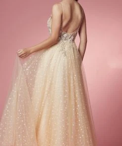 Nox Anabel E1002 - Sheer Embroidered Evening Gown