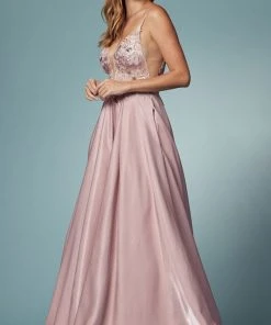 Nox Anabel E1004 - Floral A-Line Prom Dress