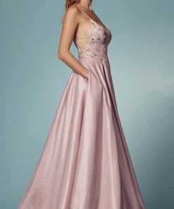 Nox Anabel E1004 - Floral A-Line Prom Dress