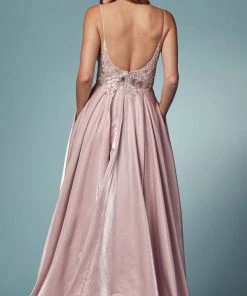 Nox Anabel E1004 - Floral A-Line Prom Dress