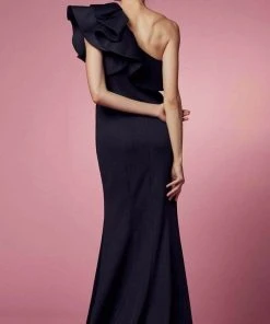 Nox Anabel E467 - Ruffled Asymmetric Long Dress