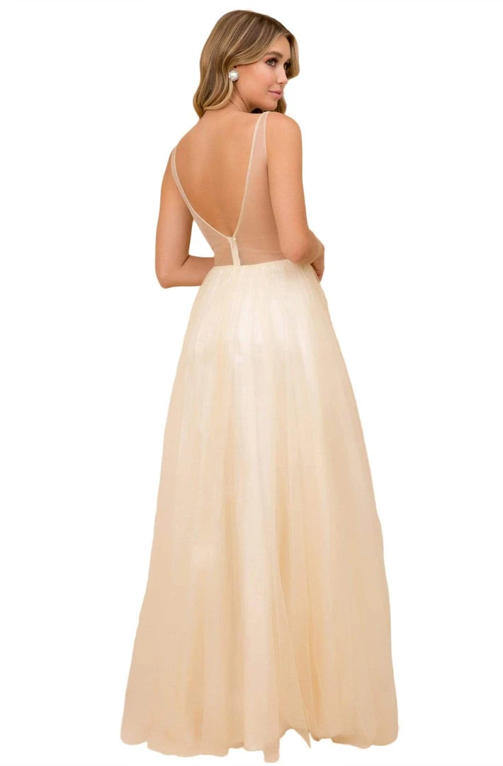Nox Anabel - G390 Beaded Appliques V-Neck Gown 4 Nox Anabel - G390 Beaded Appliques V-Neck Gown