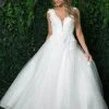 Nox Anabel JR930PW - Sleeveless Plunging V-neck Wedding Gown