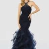 Nox Anabel - M189 Beaded Lace Halter Ruffled Mermaid Dress 1 Nox Anabel - M189 Beaded Lace Halter Ruffled Mermaid Dress