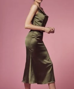 Nox Anabel R1027 - Tea Length Cowl Cocktail Dress