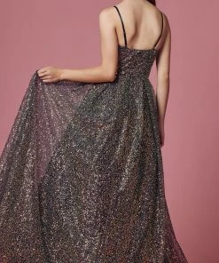 Nox Anabel R1030 - V-Neck Sequin Evening Gown