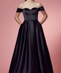 Nox Anabel R1032 - Off Shoulder A-Line Prom Dress