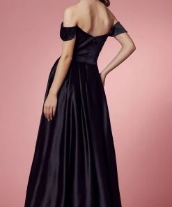 Nox Anabel R1032 - Off Shoulder A-Line Prom Dress