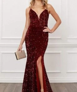 Nox Anabel - R433 Sequined Cut Out Back Long Dress