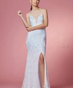 Nox Anabel - R433 Sequined Cut Out Back Long Dress 18 Nox Anabel - R433 Sequined Cut Out Back Long Dress