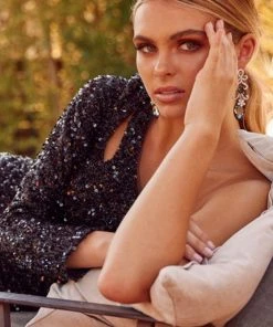 Nox Anabel S1013 - Sequin Cutout Ornate Evening Dress