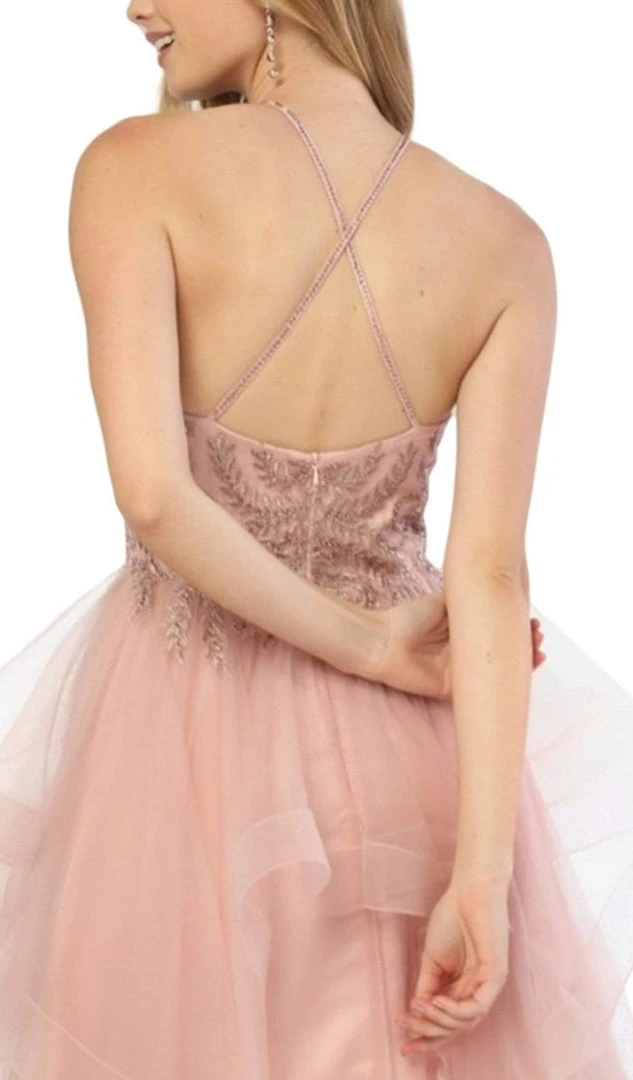 Nox Anabel - S266 Embellished Halter Ruffled A-line Dress 6 Nox Anabel - S266 Embellished Halter Ruffled A-line Dress