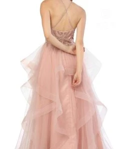 Nox Anabel - S266 Embellished Halter Ruffled A-line Dress 7 Nox Anabel - S266 Embellished Halter Ruffled A-line Dress