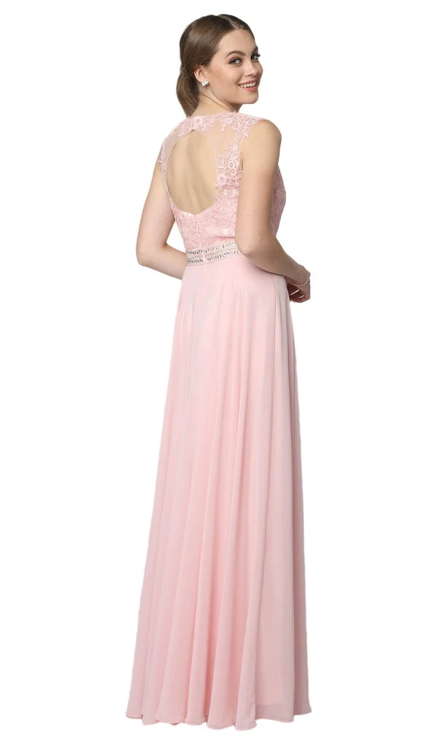 Nox Anabel - Y101P Embroidered Jewel Neck Chiffon A-line Dress 5 Nox Anabel - Y101P Embroidered Jewel Neck Chiffon A-line Dress