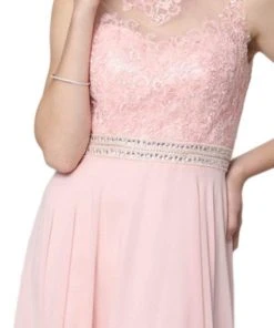 Nox Anabel - Y101P Embroidered Jewel Neck Chiffon A-line Dress 9 Nox Anabel - Y101P Embroidered Jewel Neck Chiffon A-line Dress