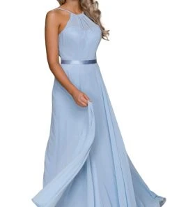Nox Anabel - Y102P Sleeveless Halter Neck A-line Dress