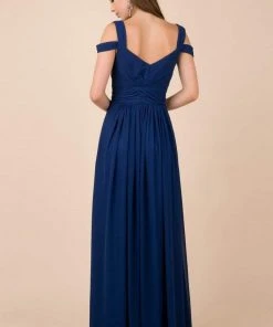 Nox Anabel - Y277P Cold Shoulder V Neckline A-Line High Slit Gown 13 Nox Anabel - Y277P Cold Shoulder V Neckline A-Line High Slit Gown