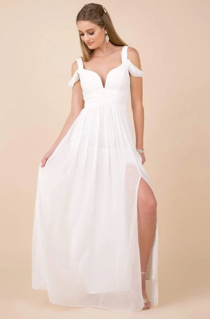 Nox Anabel - Y277P Cold Shoulder V Neckline A-Line High Slit Gown 9 Nox Anabel - Y277P Cold Shoulder V Neckline A-Line High Slit Gown