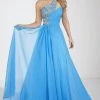 Party Dresses Panoply - 14622 Embellished Asymmetrical Long Gown - 1 Pc Turquoise In Size 2 Available
