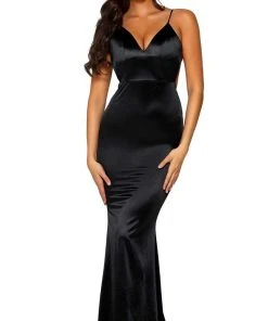 Portia And Scarlett - PS1934 Deep V-Neck Trumpet Dress With Train