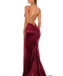 Portia And Scarlett - PS1934 Deep V-Neck Trumpet Dress With Train 35 Portia And Scarlett - PS1934 Deep V-Neck Trumpet Dress With Train