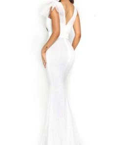 Portia And Scarlett - PS2017 Glitter Mesh V-Neck Evening Dress 8 Portia And Scarlett - PS2017 Glitter Mesh V-Neck Evening Dress