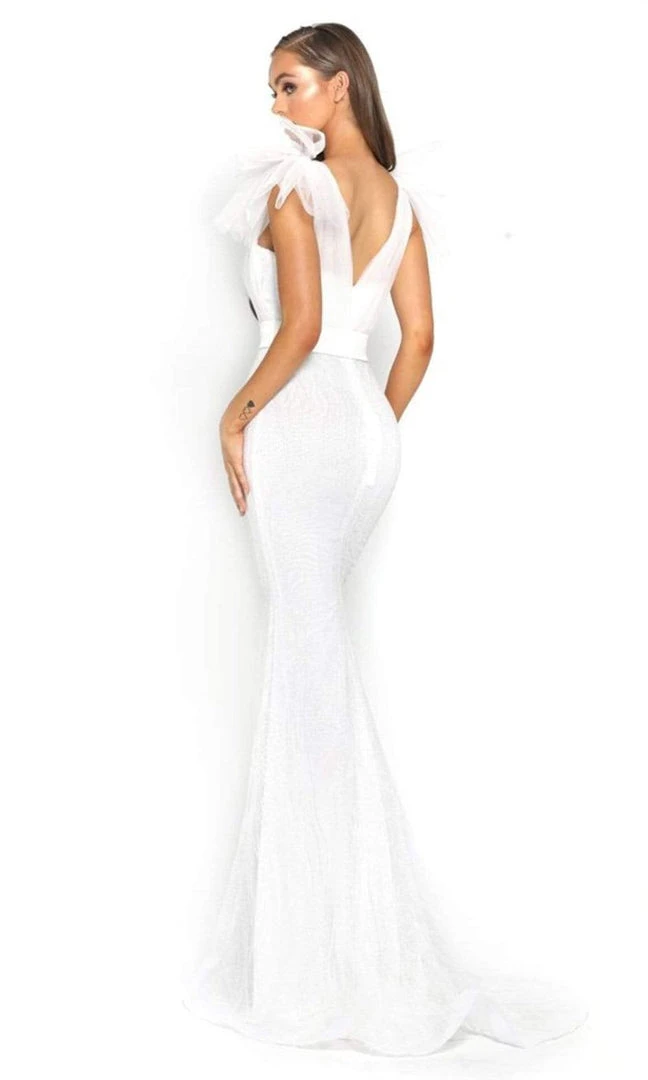 Portia And Scarlett - PS2017 Glitter Mesh V-Neck Evening Dress 4 Portia And Scarlett - PS2017 Glitter Mesh V-Neck Evening Dress