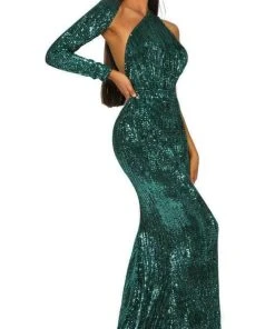 Portia And Scarlett PS2045 - One Shoulder Wrap Sequin Prom Dress