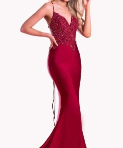 Portia And Scarlett - PS21116 Embellished V Neck Mermaid Dress
