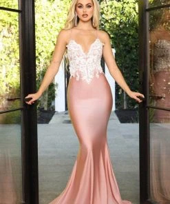 Portia And Scarlett - PS21116 Embellished V Neck Mermaid Dress