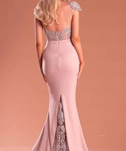 Portia And Scarlett - PS21191 Embroidered V Neck Mermaid Dress