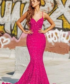 Portia And Scarlett - PS21207 Spaghetti Strap Sequin Mermaid Gown