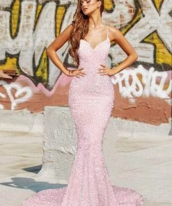 Portia And Scarlett - PS21207 Spaghetti Strap Sequin Mermaid Gown