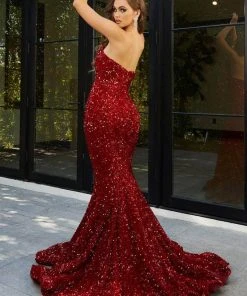 Portia And Scarlett - PS21208 Strapless Velvet Sequin Gown