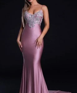 Portia And Scarlett - PS21226 Appliqued V Neck Mermaid Dress