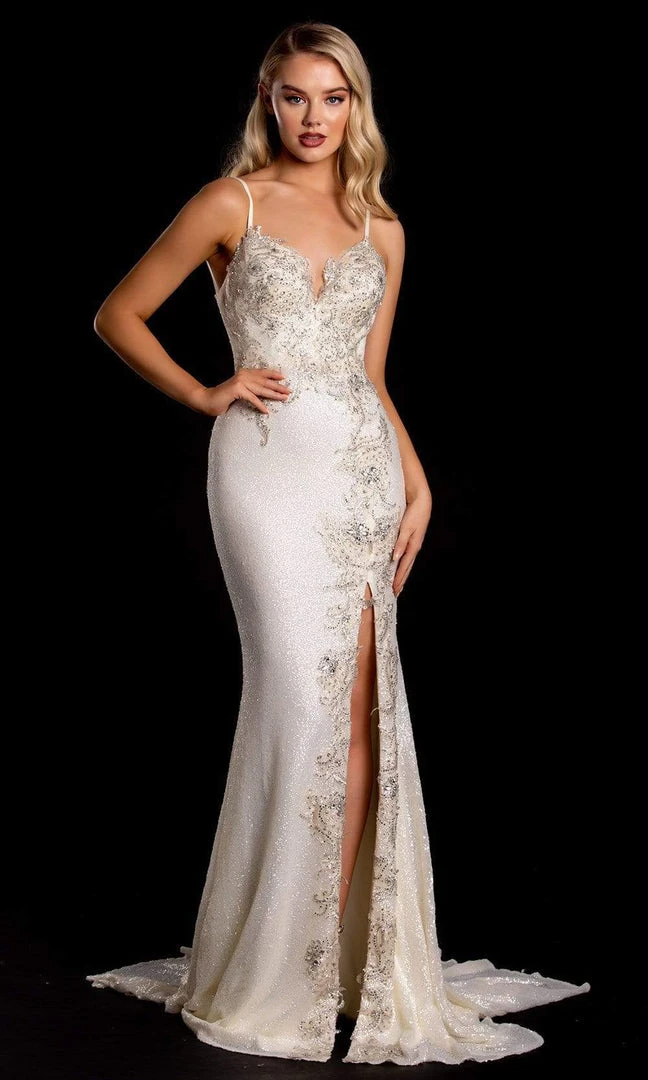 Portia And Scarlett - PS21237 Beaded Backless High Slit Gown 3 Portia And Scarlett - PS21237 Beaded Backless High Slit Gown
