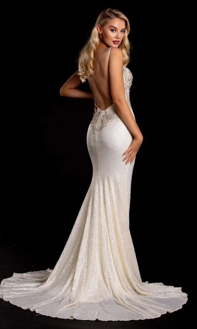 Portia And Scarlett - PS21237 Beaded Backless High Slit Gown 4 Portia And Scarlett - PS21237 Beaded Backless High Slit Gown