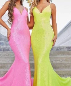 Portia And Scarlett - PS21287 V-Neck Open Back Paillette Sequin Gown