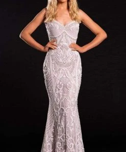 Portia And Scarlett - PS21502C Embellished V Neck Trumpet Dress