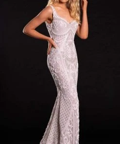 Portia And Scarlett - PS21502C Embellished V Neck Trumpet Dress 7 Portia And Scarlett - PS21502C Embellished V Neck Trumpet Dress