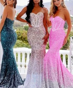Portia And Scarlett - Ps22346 Strapless Ombre Sequin Gown
