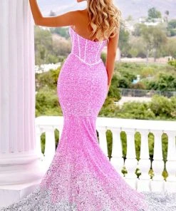 Portia And Scarlett - Ps22346 Strapless Ombre Sequin Gown