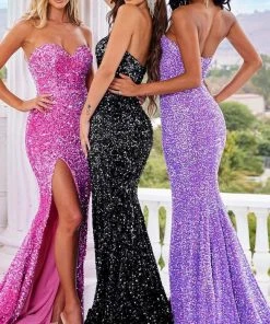 Portia And Scarlett - Ps22348 Sequined Sweetheart Gown With Slit 11 Portia And Scarlett - Ps22348 Sequined Sweetheart Gown With Slit