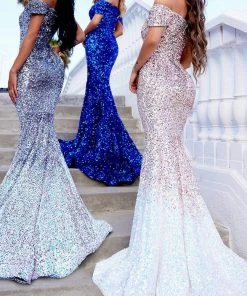 Portia And Scarlett - Ps22353 Draped Off Shoulder Sequin Gown 5 Portia And Scarlett - Ps22353 Draped Off Shoulder Sequin Gown