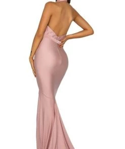 Portia And Scarlett - PS5007 Ruched Halter Evening Dress 11 Portia And Scarlett - PS5007 Ruched Halter Evening Dress